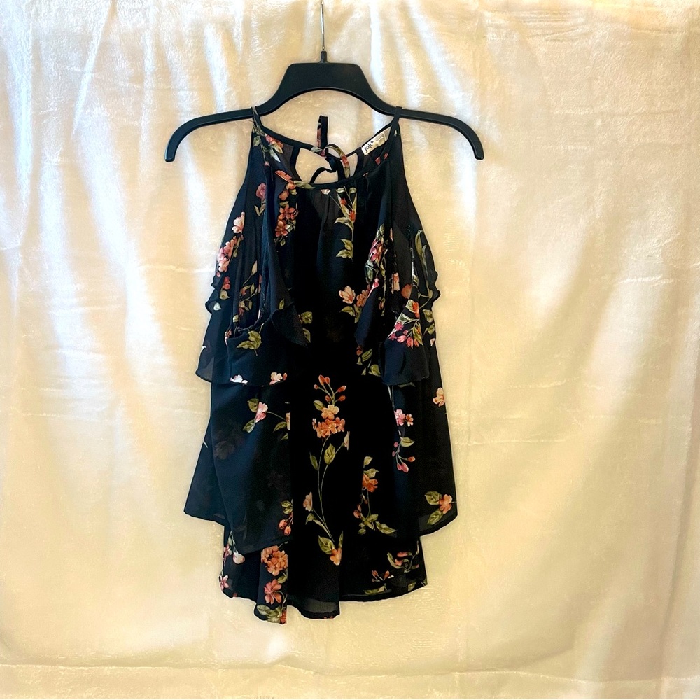 Floral Open shoulder top sheer